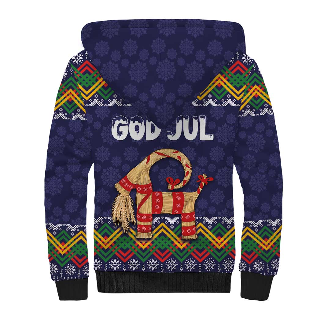 Scandinavian Yule Goat Christmas Sherpa Hoodie with Scandinavian Folk Pattern Style - Wonder Print Shop