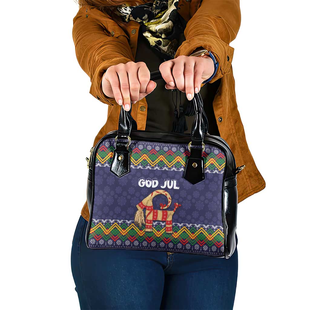 Scandinavian Yule Goat Christmas Shoulder Handbag with Scandinavian Folk Pattern Style
