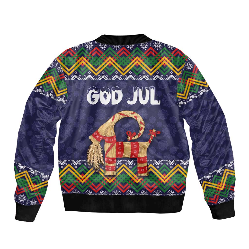 Scandinavian Yule Goat Christmas Sleeve Zip Bomber Jacket with Scandinavian Folk Pattern Style - Wonder Print Shop