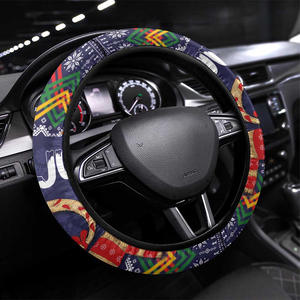 Scandinavian Yule Goat Christmas Steering Wheel Cover with Scandinavian Folk Pattern Style - Wonder Print Shop