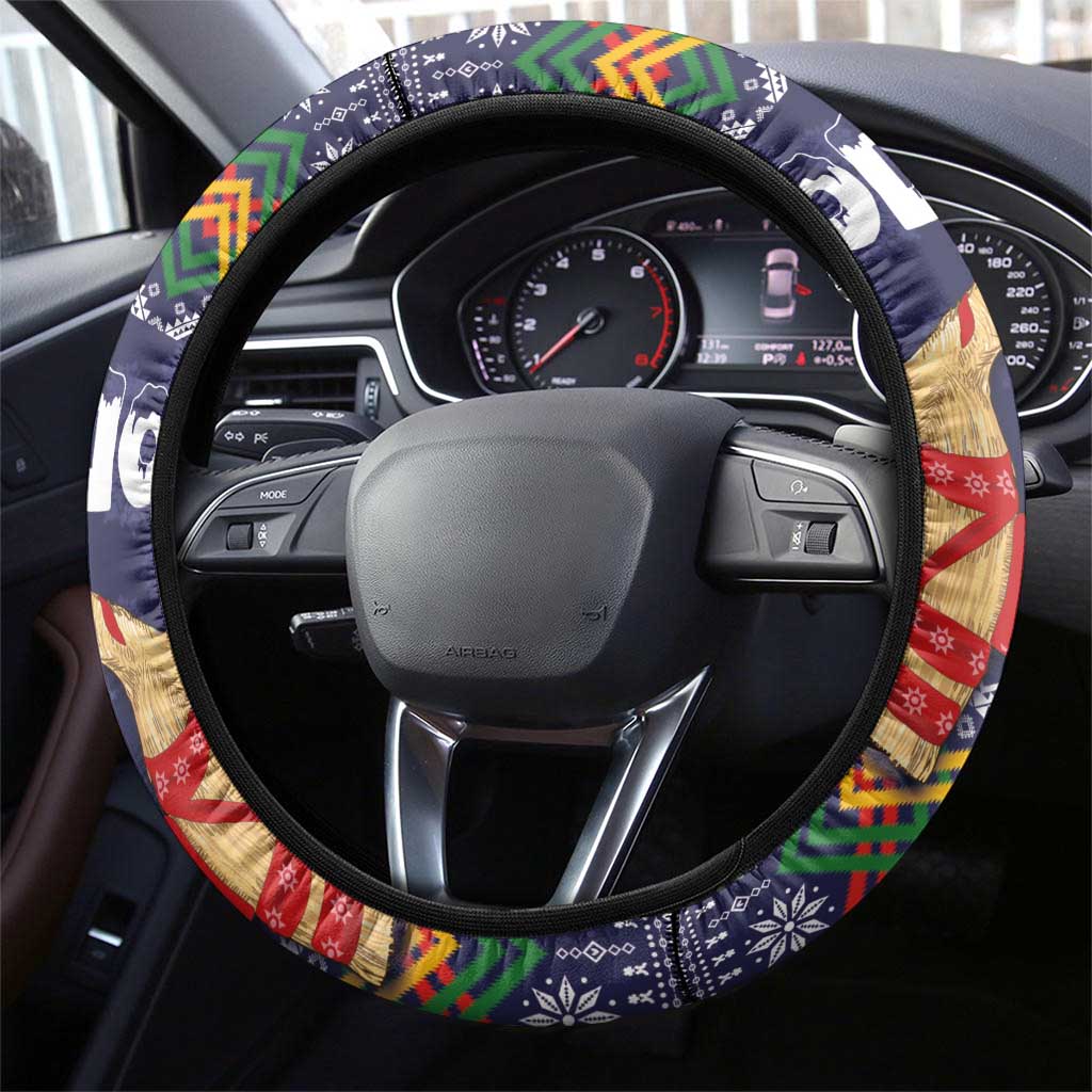 Scandinavian Yule Goat Christmas Steering Wheel Cover with Scandinavian Folk Pattern Style - Wonder Print Shop