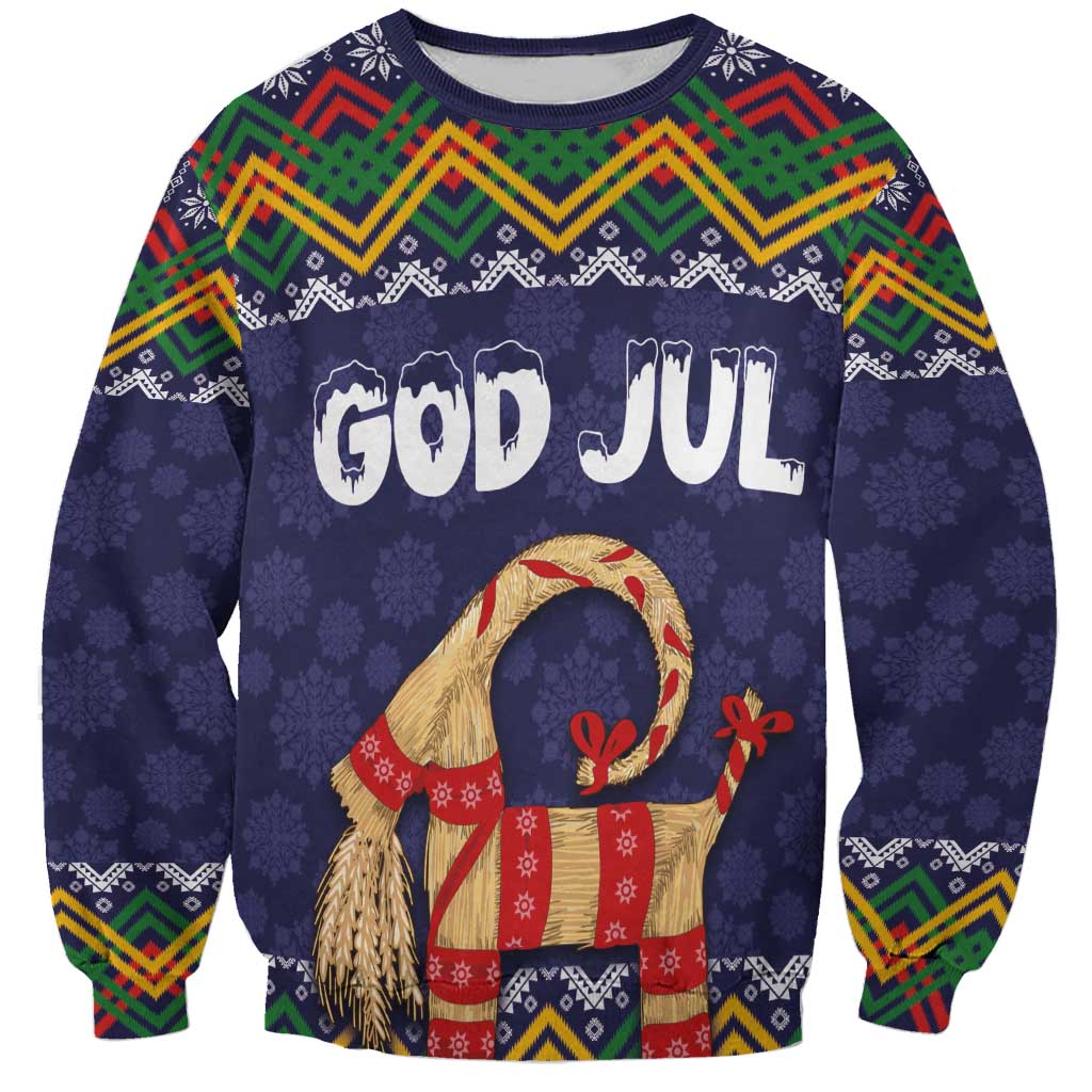Scandinavian Yule Goat Christmas Sweatshirt with Scandinavian Folk Pattern Style - Wonder Print Shop