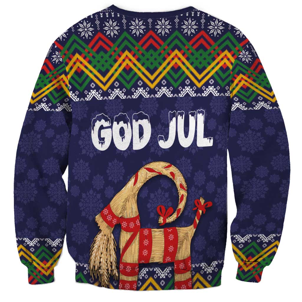 Scandinavian Yule Goat Christmas Sweatshirt with Scandinavian Folk Pattern Style - Wonder Print Shop