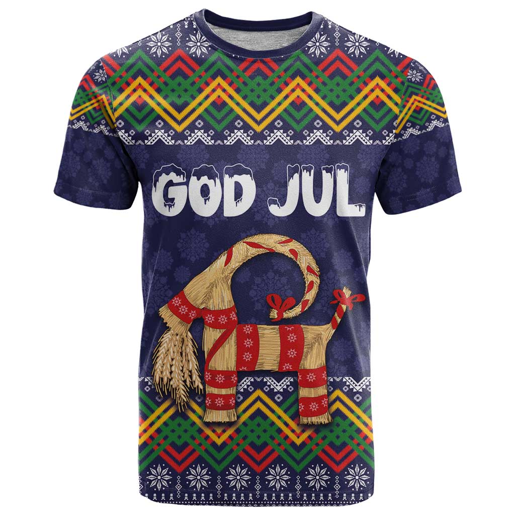 Scandinavian Yule Goat Christmas T Shirt with Scandinavian Folk Pattern Style - Wonder Print Shop