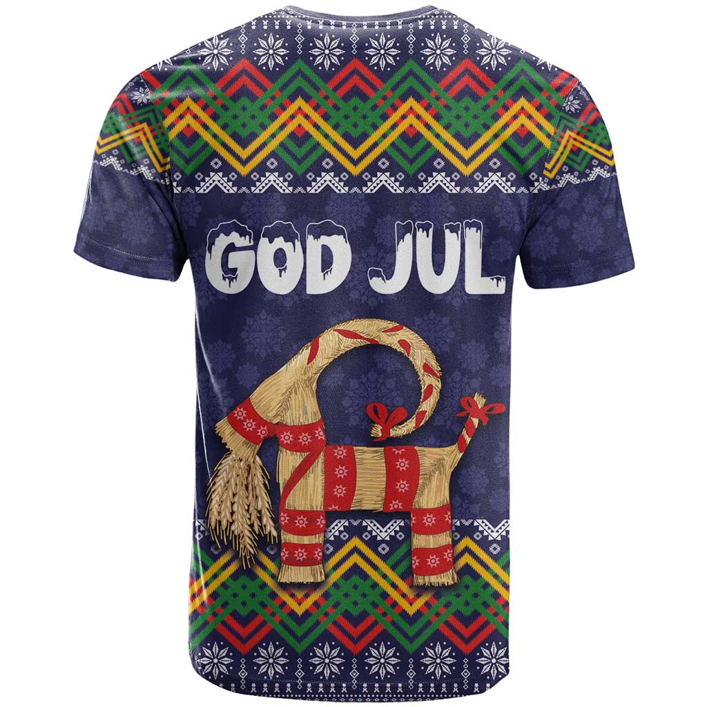 Scandinavian Yule Goat Christmas T Shirt with Scandinavian Folk Pattern Style - Wonder Print Shop