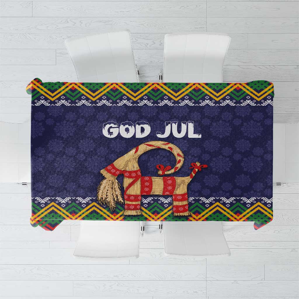 Scandinavian Yule Goat Christmas Tablecloth with Scandinavian Folk Pattern Style - Wonder Print Shop