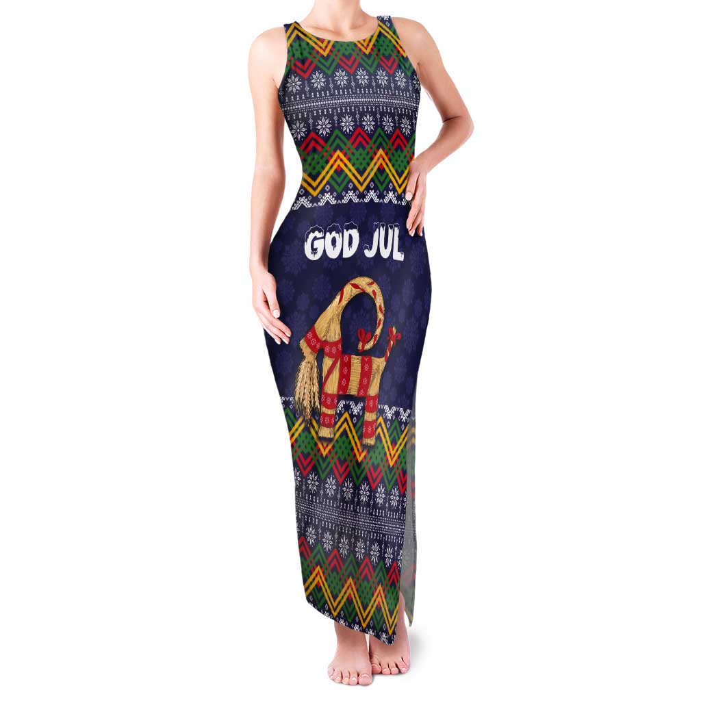 Scandinavian Yule Goat Christmas Tank Maxi Dress with Scandinavian Folk Pattern Style - Wonder Print Shop