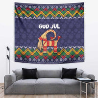 Scandinavian Yule Goat Christmas Tapestry with Scandinavian Folk Pattern Style - Wonder Print Shop