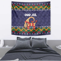 Scandinavian Yule Goat Christmas Tapestry with Scandinavian Folk Pattern Style - Wonder Print Shop