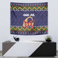 Scandinavian Yule Goat Christmas Tapestry with Scandinavian Folk Pattern Style - Wonder Print Shop