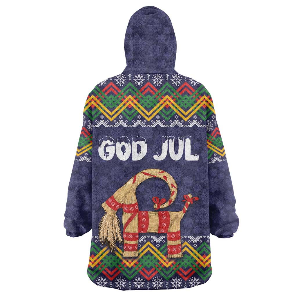 Scandinavian Yule Goat Christmas Wearable Blanket Hoodie with Scandinavian Folk Pattern Style - Wonder Print Shop