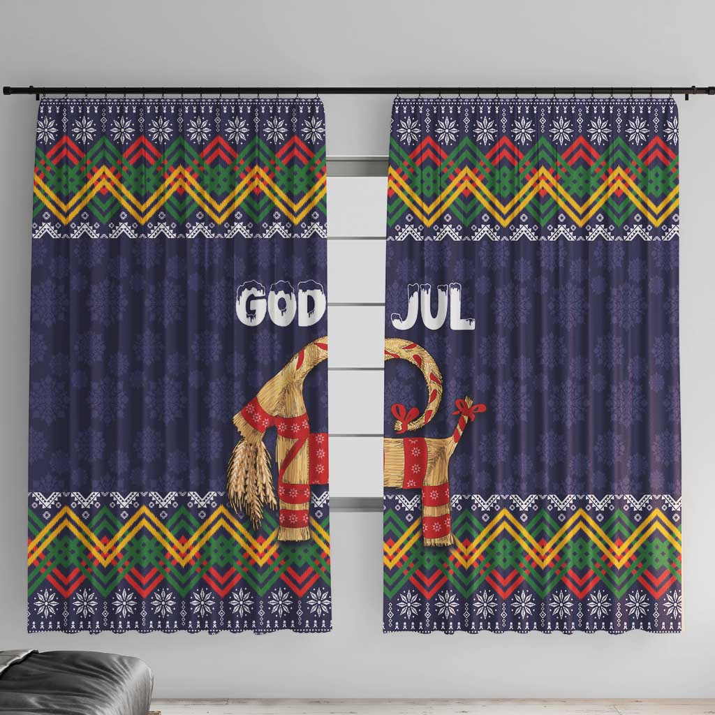 Scandinavian Yule Goat Christmas Window Curtain with Scandinavian Folk Pattern Style - Wonder Print Shop