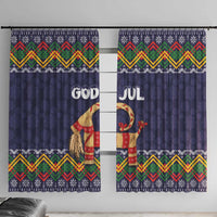 Scandinavian Yule Goat Christmas Window Curtain with Scandinavian Folk Pattern Style - Wonder Print Shop
