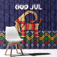 Scandinavian Yule Goat Christmas Window Curtain with Scandinavian Folk Pattern Style - Wonder Print Shop