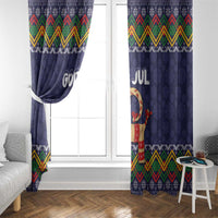 Scandinavian Yule Goat Christmas Window Curtain with Scandinavian Folk Pattern Style - Wonder Print Shop
