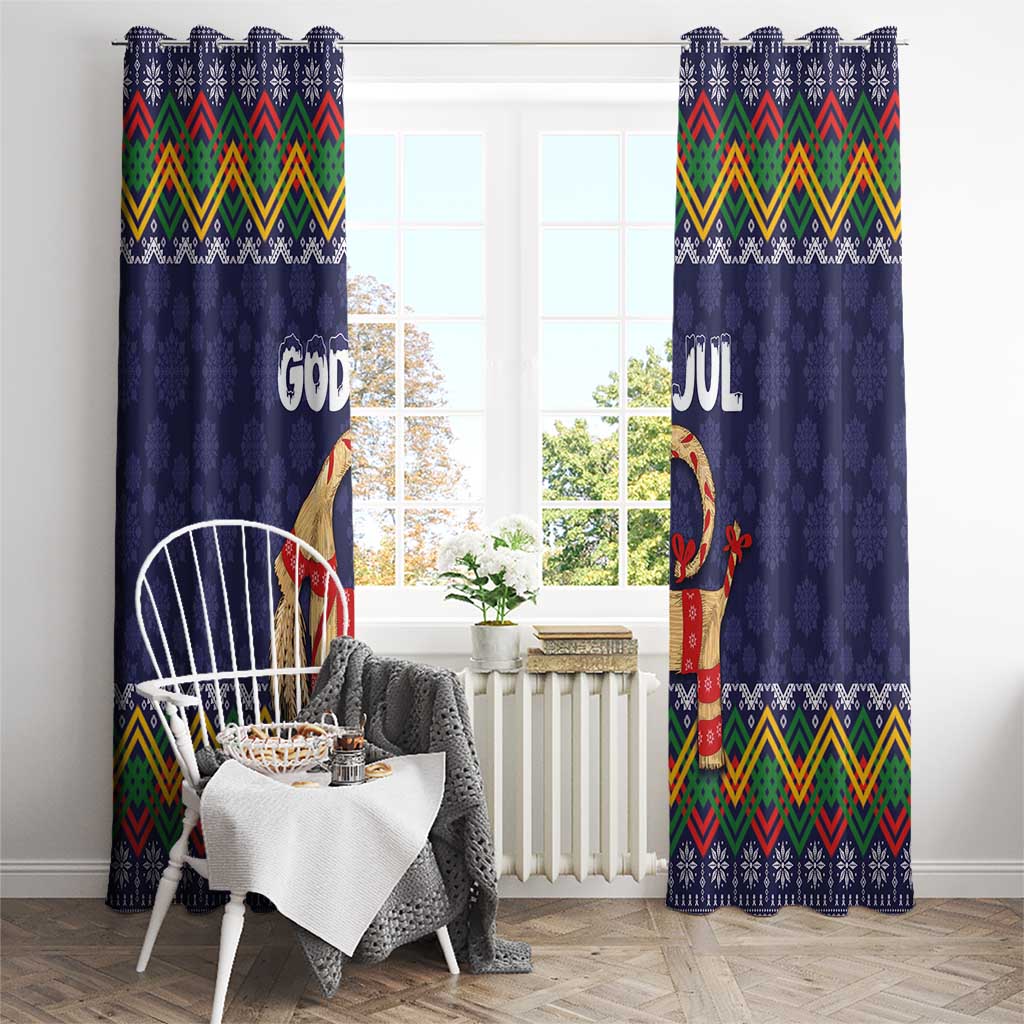 Scandinavian Yule Goat Christmas Window Curtain with Scandinavian Folk Pattern Style - Wonder Print Shop