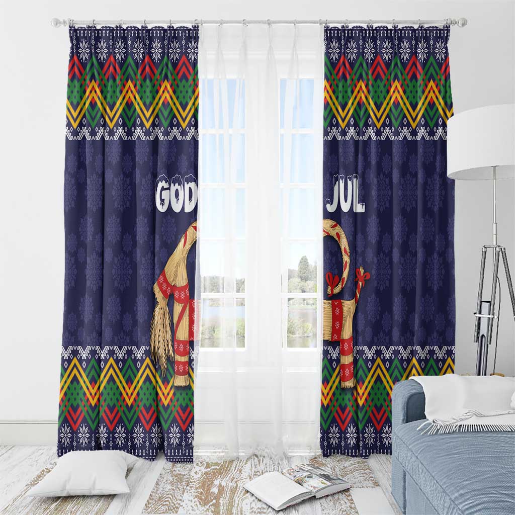 Scandinavian Yule Goat Christmas Window Curtain with Scandinavian Folk Pattern Style - Wonder Print Shop