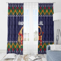 Scandinavian Yule Goat Christmas Window Curtain with Scandinavian Folk Pattern Style - Wonder Print Shop