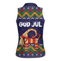 Scandinavian Yule Goat Christmas Women Sleeveless Polo Shirt with Scandinavian Folk Pattern Style - Wonder Print Shop