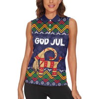 Scandinavian Yule Goat Christmas Women Sleeveless Polo Shirt with Scandinavian Folk Pattern Style - Wonder Print Shop