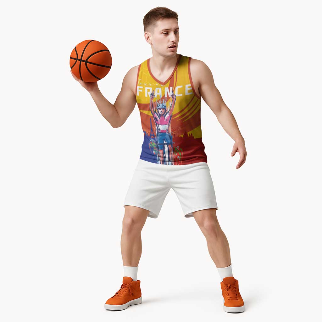 Personalised France Bicycle Racing Basketball Jersey Sporty Style