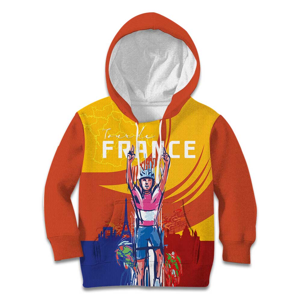 Personalised France Bicycle Racing Kid Hoodie Sporty Style