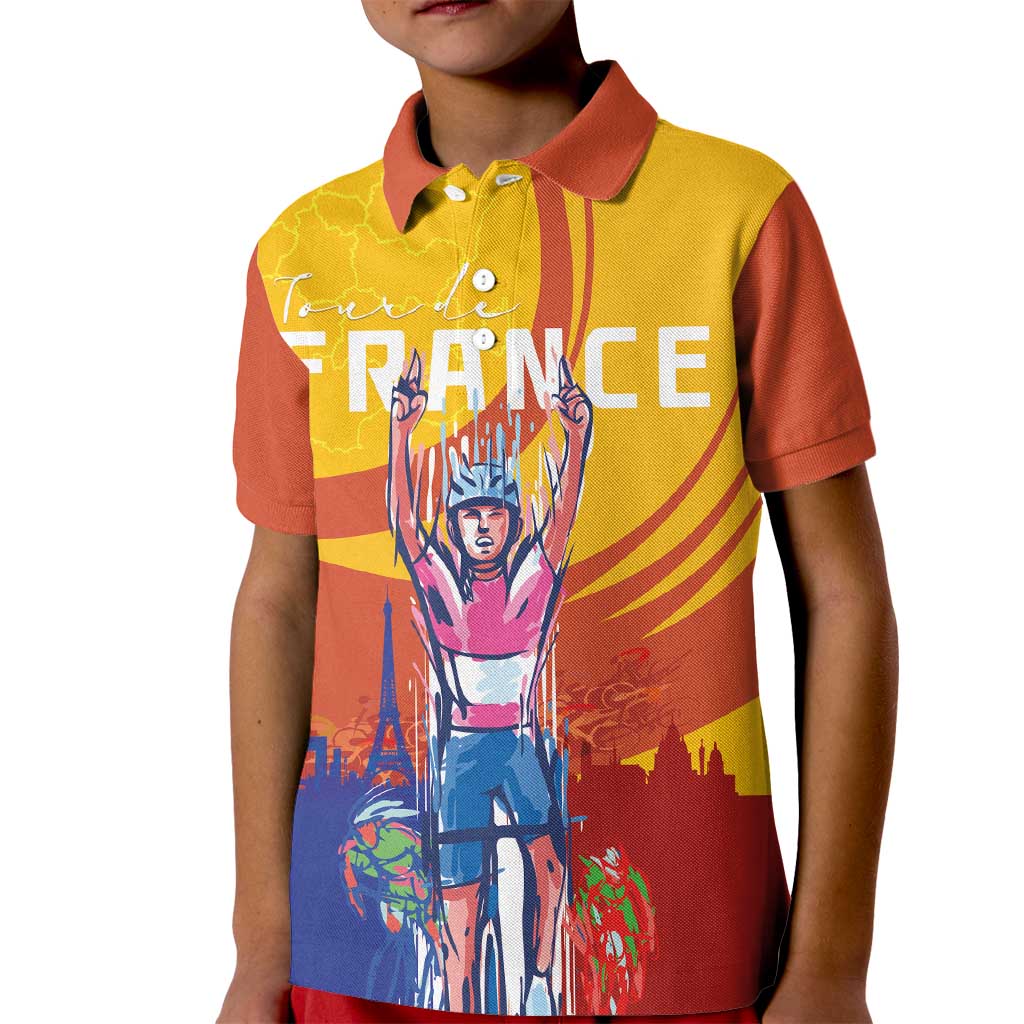Personalised France Bicycle Racing Kid Polo Shirt Sporty Style