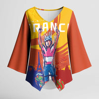 Personalised France Bicycle Racing Kimono Sleeve Blouse Sporty Style