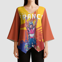 Personalised France Bicycle Racing Kimono Sleeve Blouse Sporty Style