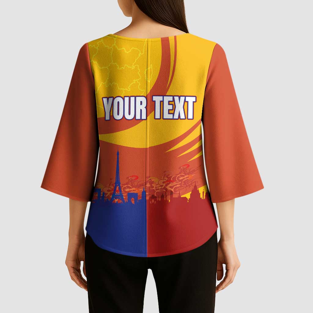 Personalised France Bicycle Racing Kimono Sleeve Blouse Sporty Style