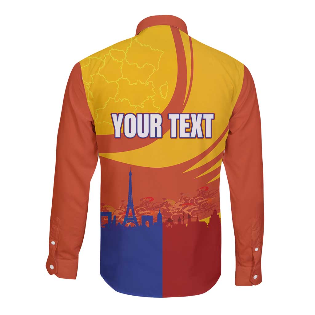 Personalised France Bicycle Racing Long Sleeve Button Shirt Sporty Style