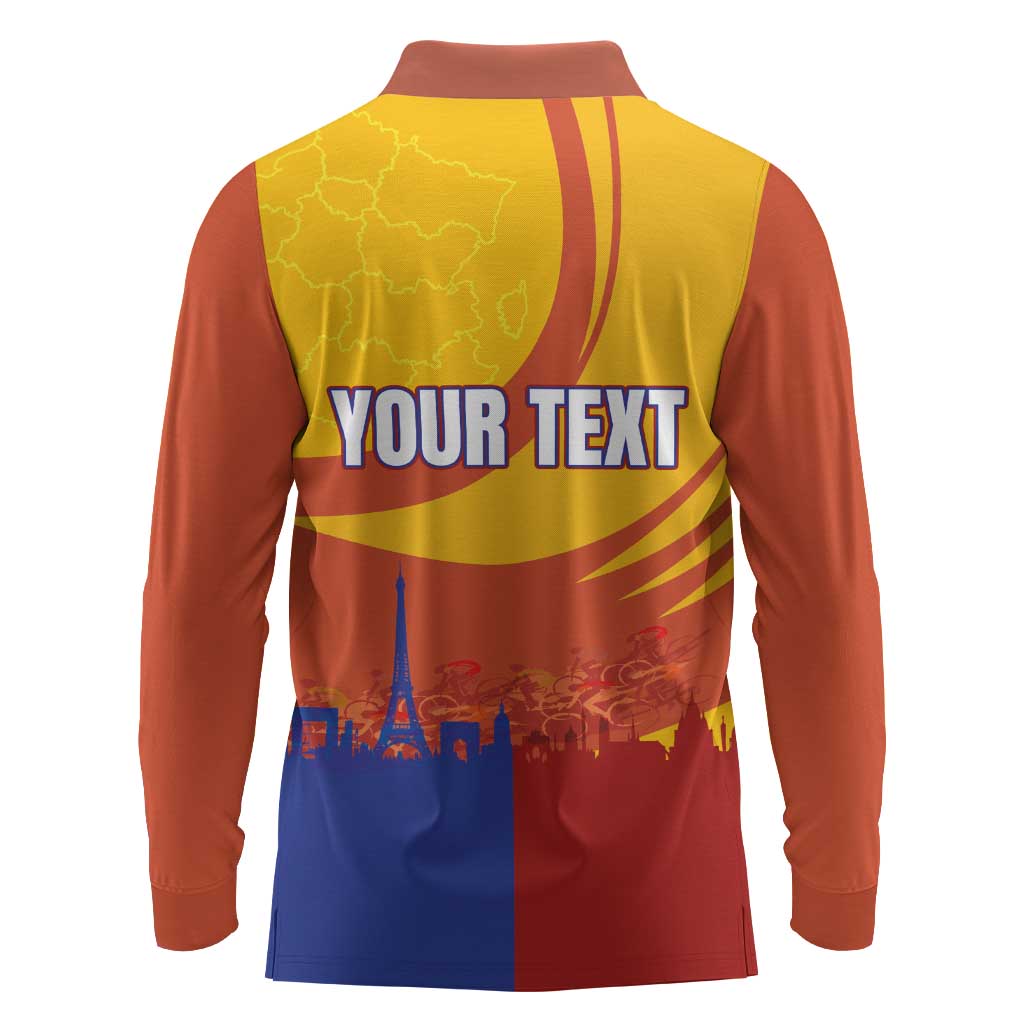Personalised France Bicycle Racing Long Sleeve Polo Shirt Sporty Style