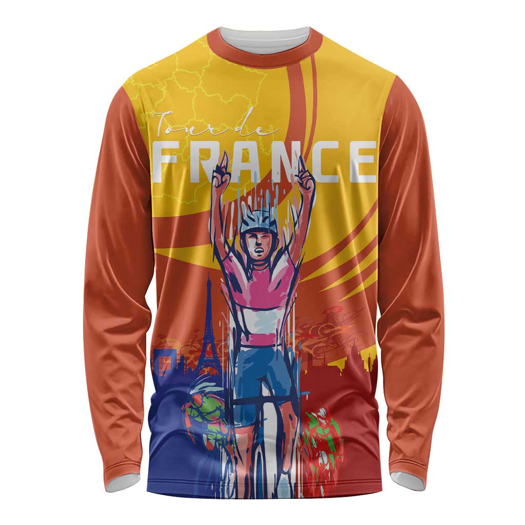 Personalised France Bicycle Racing Long Sleeve Shirt Sporty Style