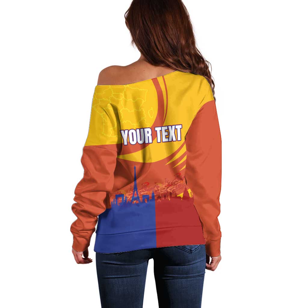 Personalised France Bicycle Racing Off Shoulder Sweater Sporty Style