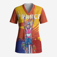 Personalised France Bicycle Racing Scrub Top Sporty Style