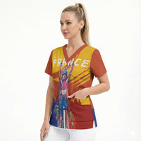Personalised France Bicycle Racing Scrub Top Sporty Style