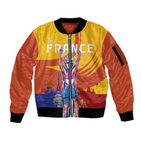 Personalised France Bicycle Racing Sleeve Zip Bomber Jacket Sporty Style