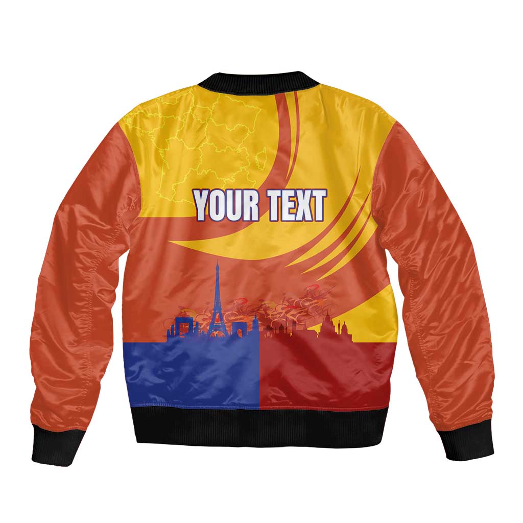 Personalised France Bicycle Racing Sleeve Zip Bomber Jacket Sporty Style