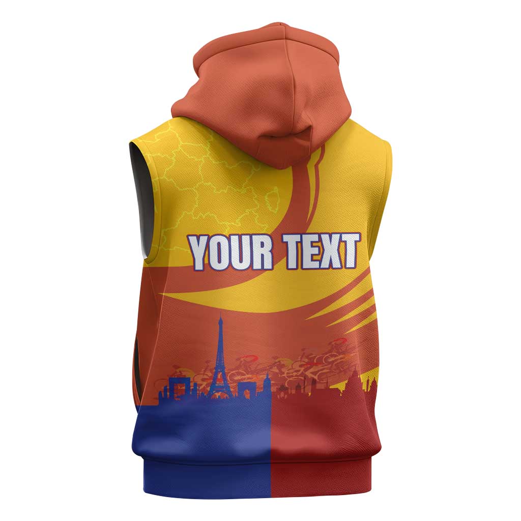 Personalised France Bicycle Racing Sleeveless Hoodie Sporty Style