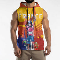 Personalised France Bicycle Racing Sleeveless Hoodie Sporty Style
