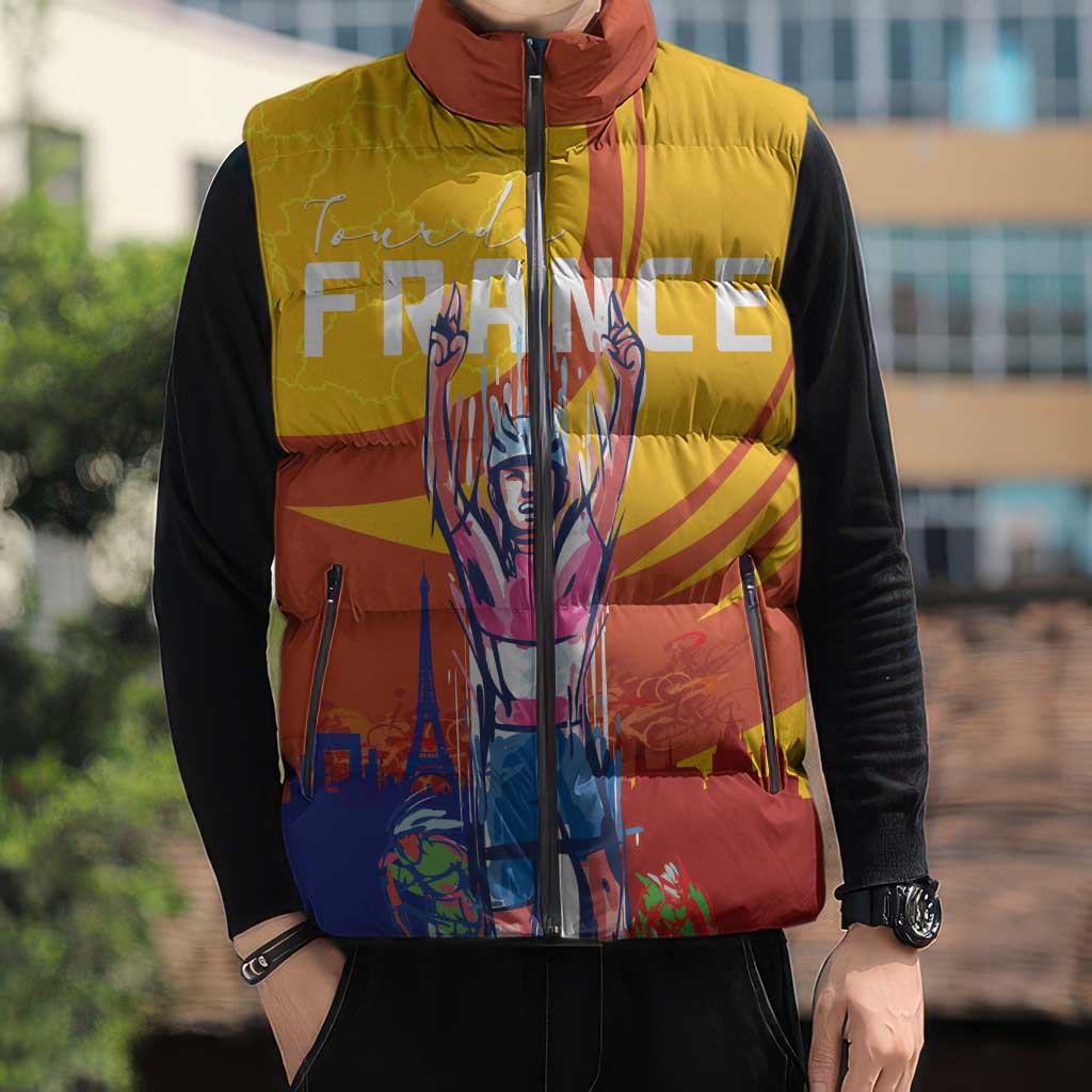 Personalised France Bicycle Racing Sleeveless Puffer Jacket Sporty Style