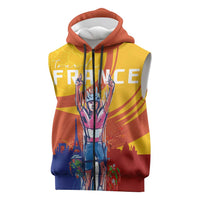 Personalised France Bicycle Racing Sleeveless Zip Hoodie Sporty Style