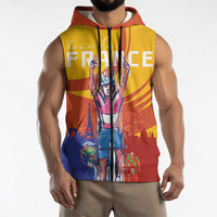 Personalised France Bicycle Racing Sleeveless Zip Hoodie Sporty Style