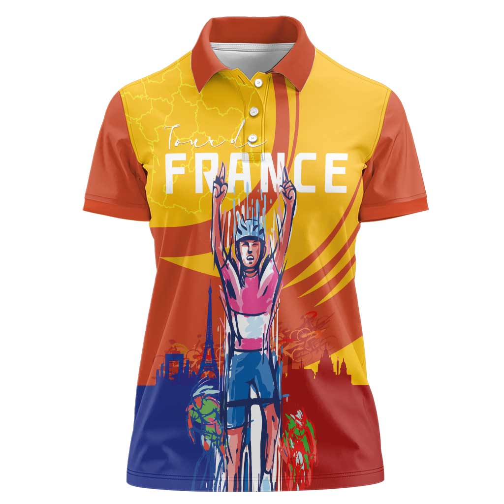 Personalised France Bicycle Racing Women Polo Shirt Sporty Style
