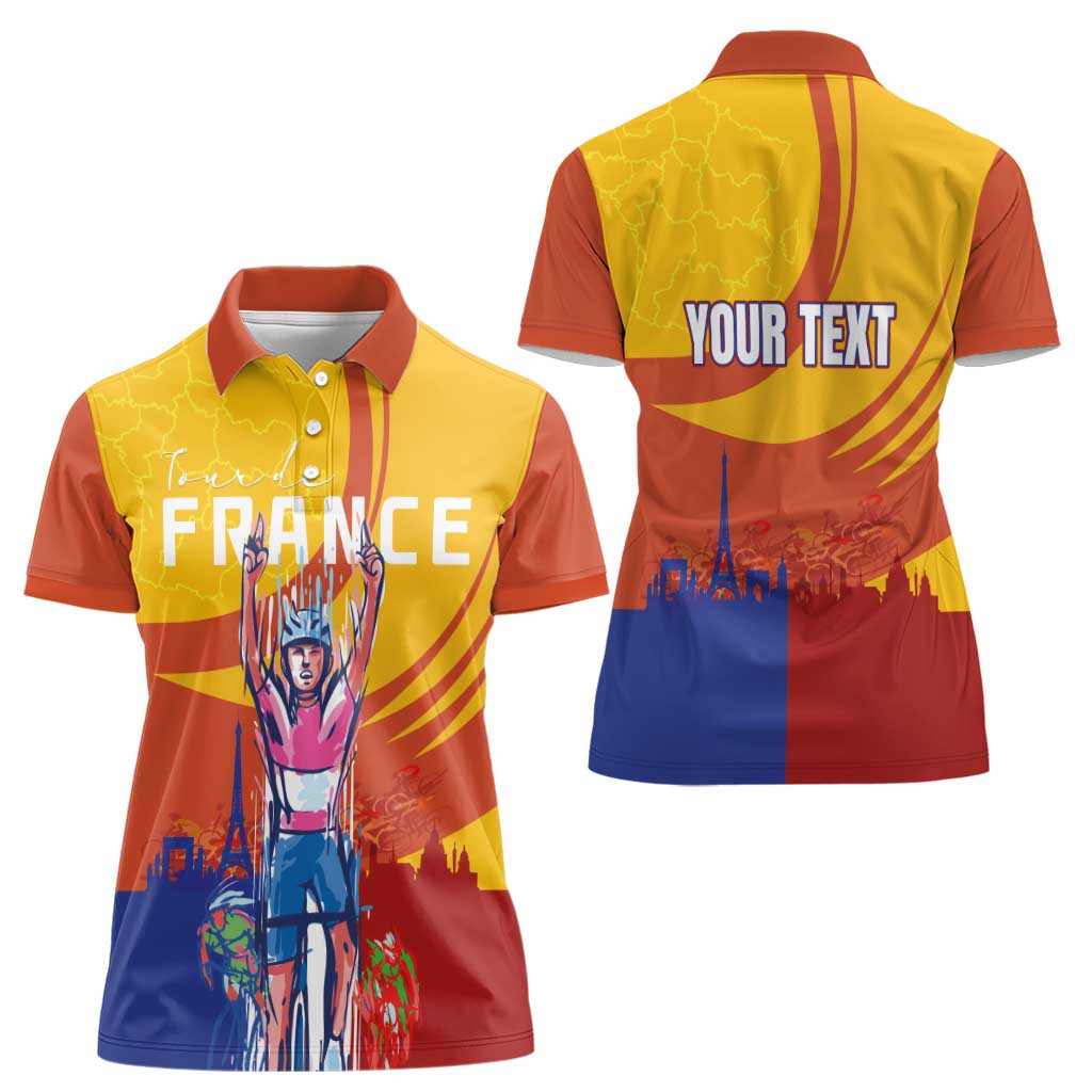 Personalised France Bicycle Racing Women Polo Shirt Sporty Style