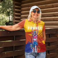 Personalised France Bicycle Racing Women Polo Shirt Sporty Style