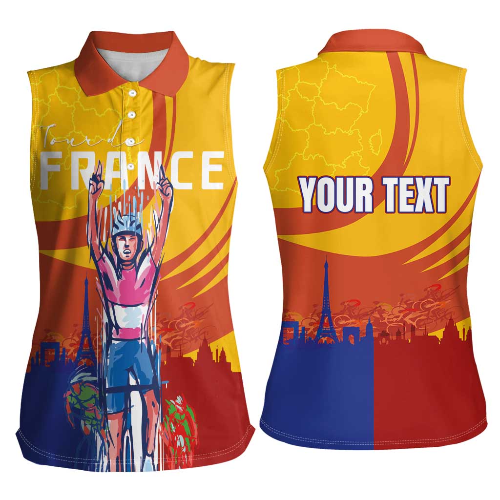 Personalised France Bicycle Racing Women Sleeveless Polo Shirt Sporty Style