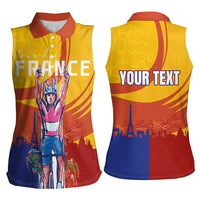 Personalised France Bicycle Racing Women Sleeveless Polo Shirt Sporty Style