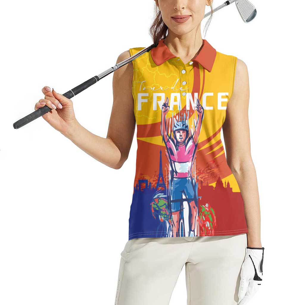 Personalised France Bicycle Racing Women Sleeveless Polo Shirt Sporty Style