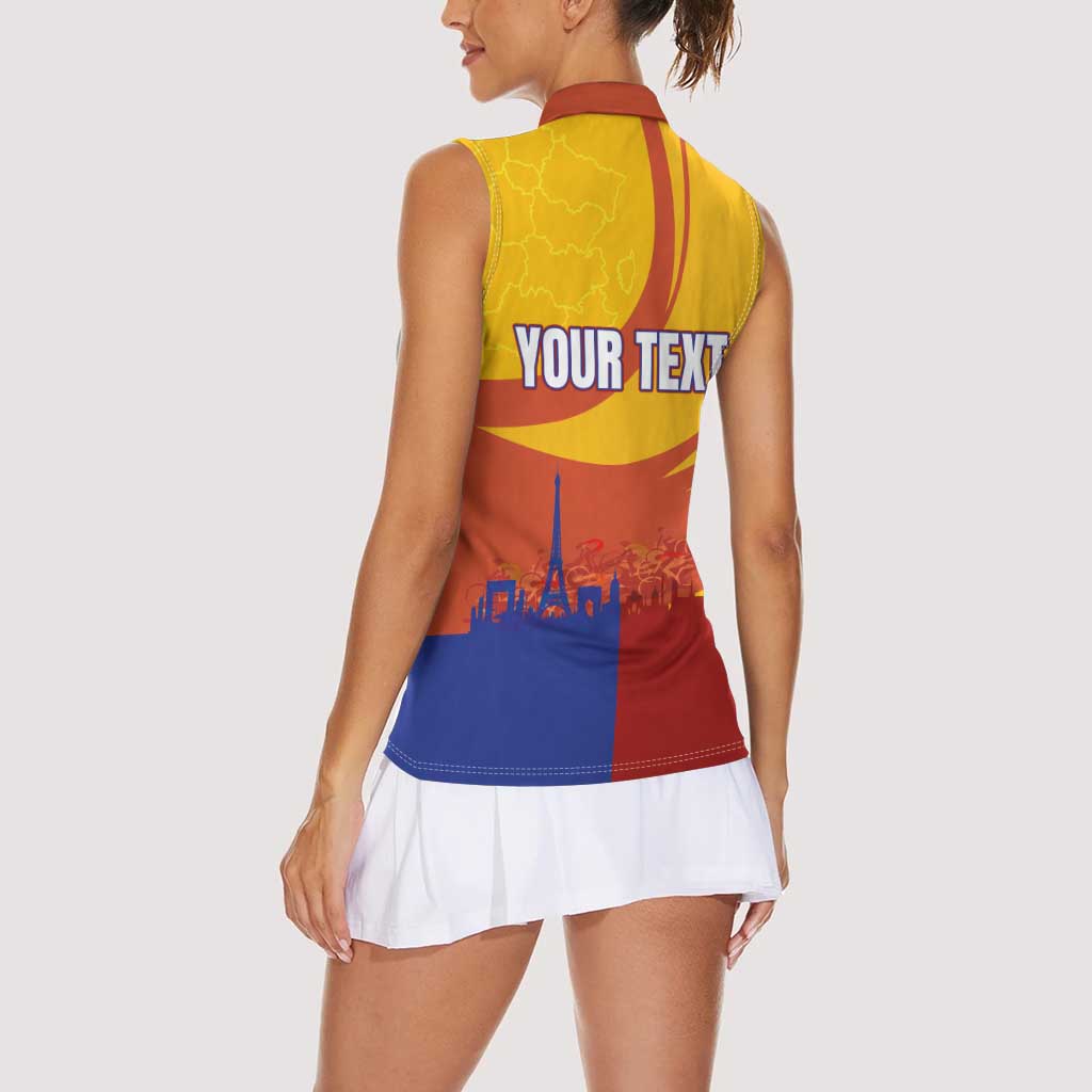 Personalised France Bicycle Racing Women Sleeveless Polo Shirt Sporty Style